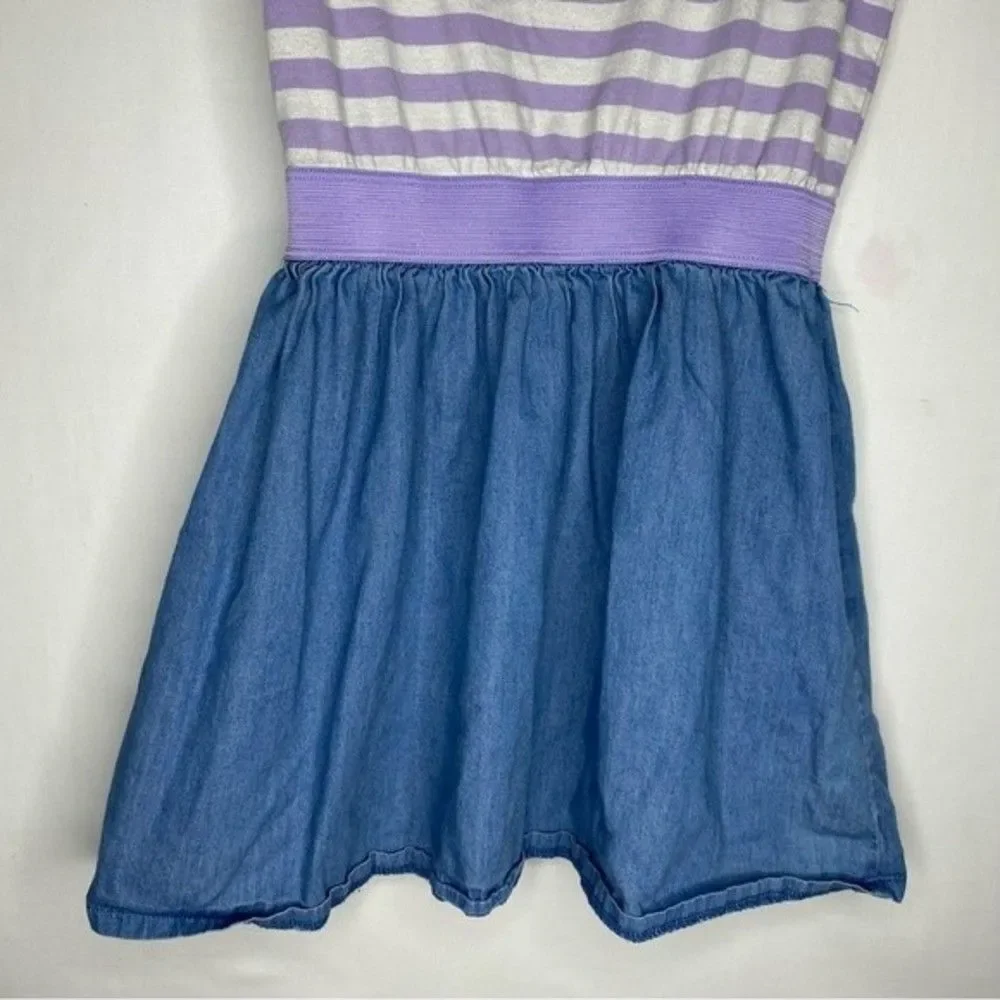 5/$15 Children's Place Purple White Blue Striped Sequin Heart Short Sleeve Play